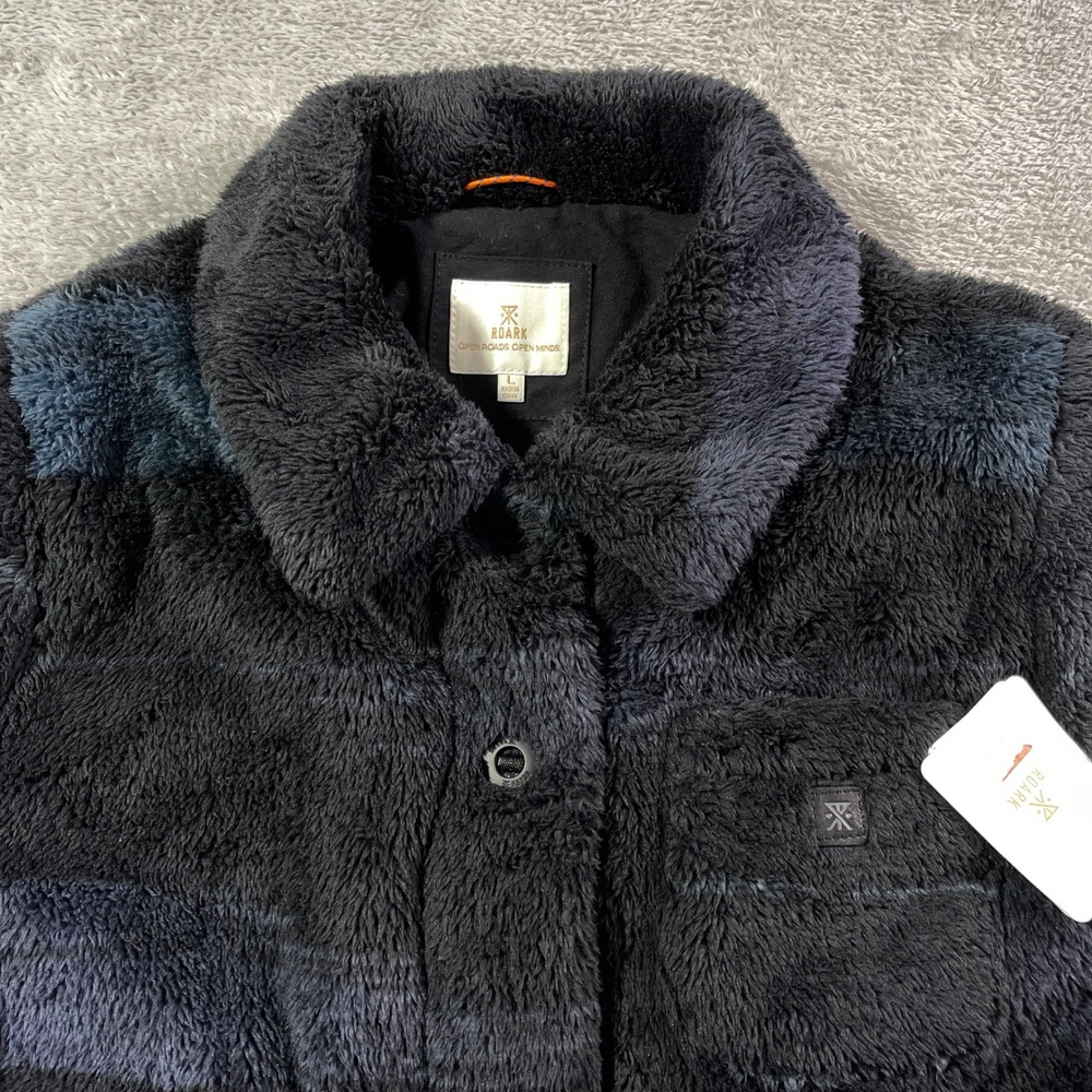 Nwt ROARK Mount High‎ Fleece Black Multicolor Button Up Jacket Women's Large